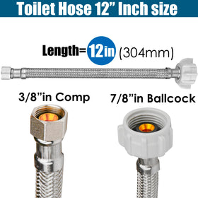 WHK 12-inch hose with brass nuts offers tool-free 3/8-inch compression to 7/8-inch ballcock.