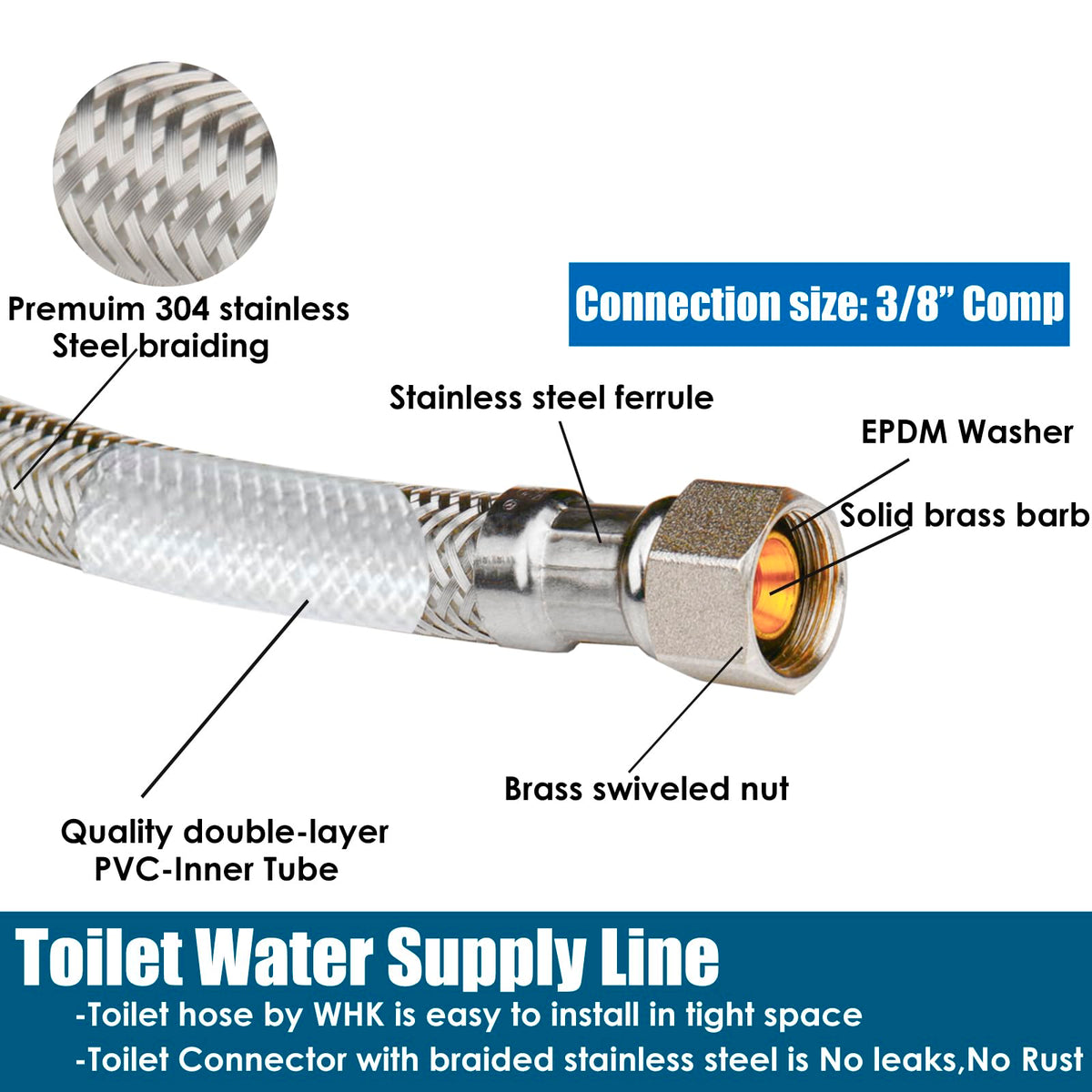 WHK 12-inch hose is NSF/UPC lead-free for non-potable water.