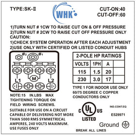 WHK adjustment dial set for 40-60 psi range