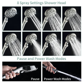 WHZeffect shower head with 79-inch hose offering flexible reach for bathroom cleaning