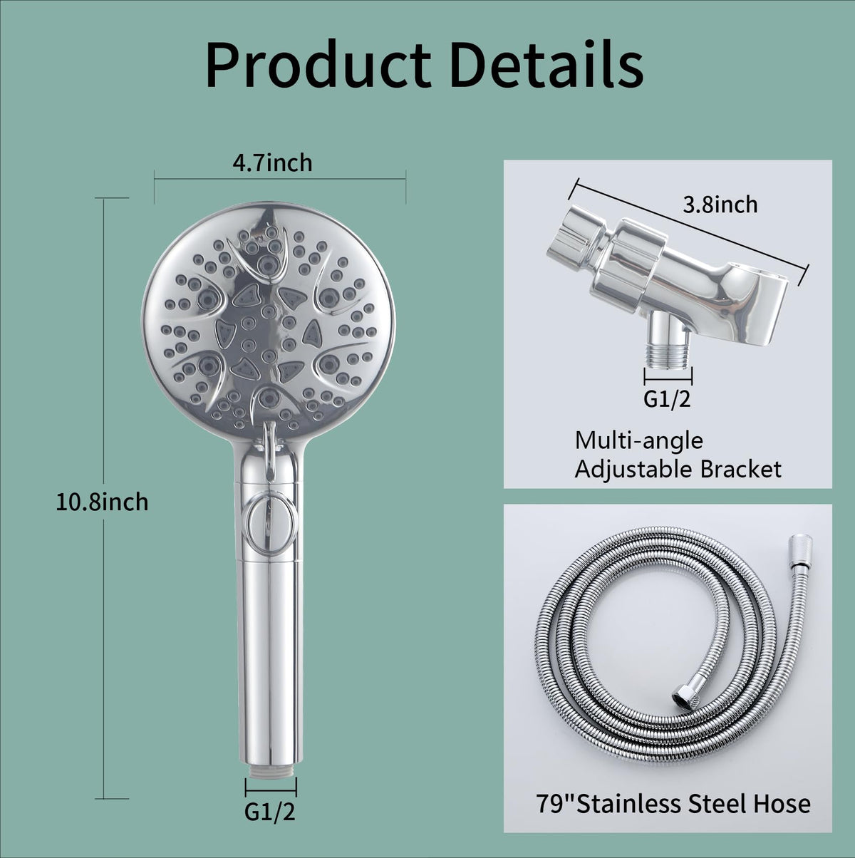 WHZeffect detachable shower head for easy cleaning and maintenance