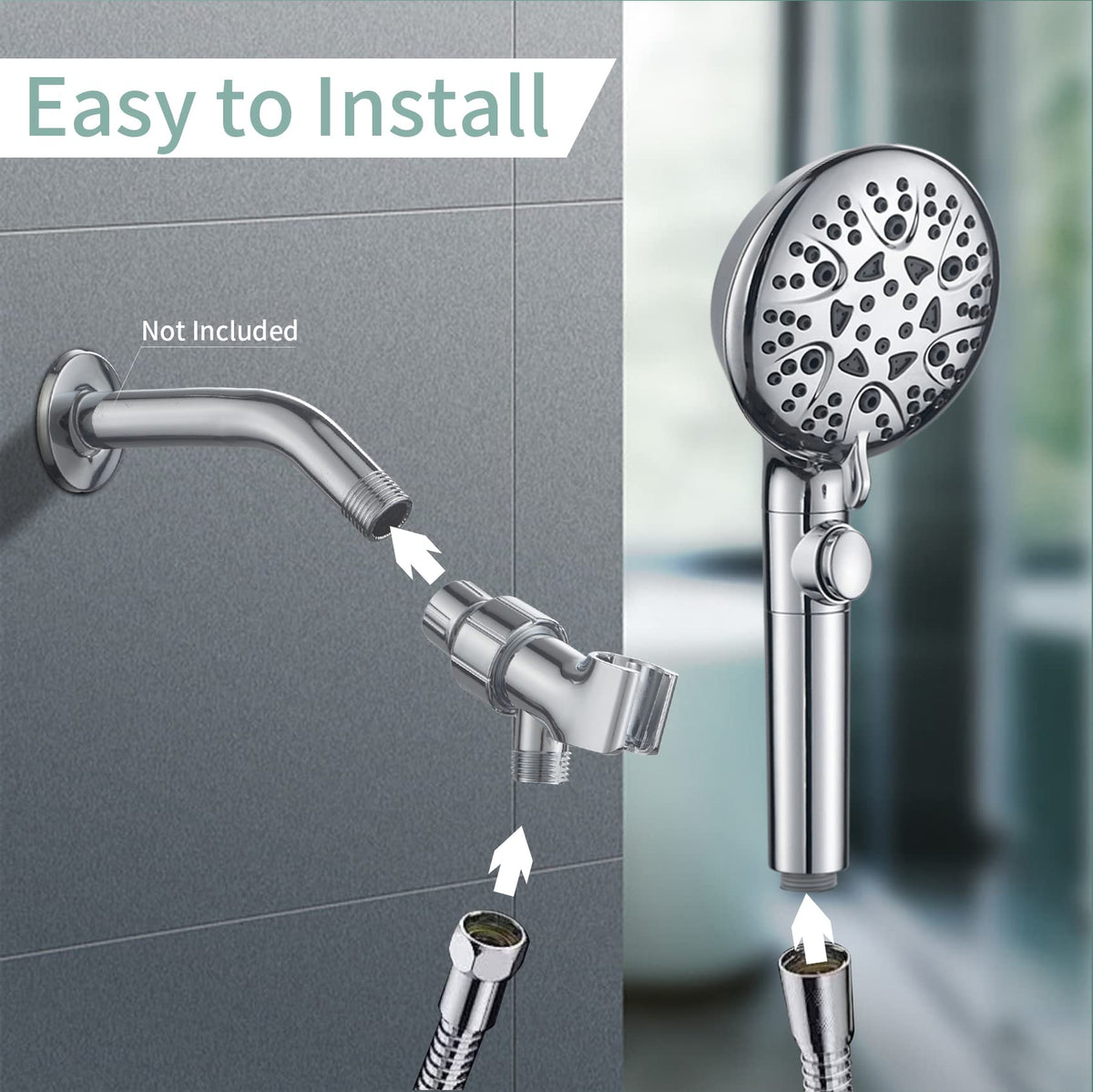 WHZeffect high-pressure shower head delivers strong spray for deep rinsing