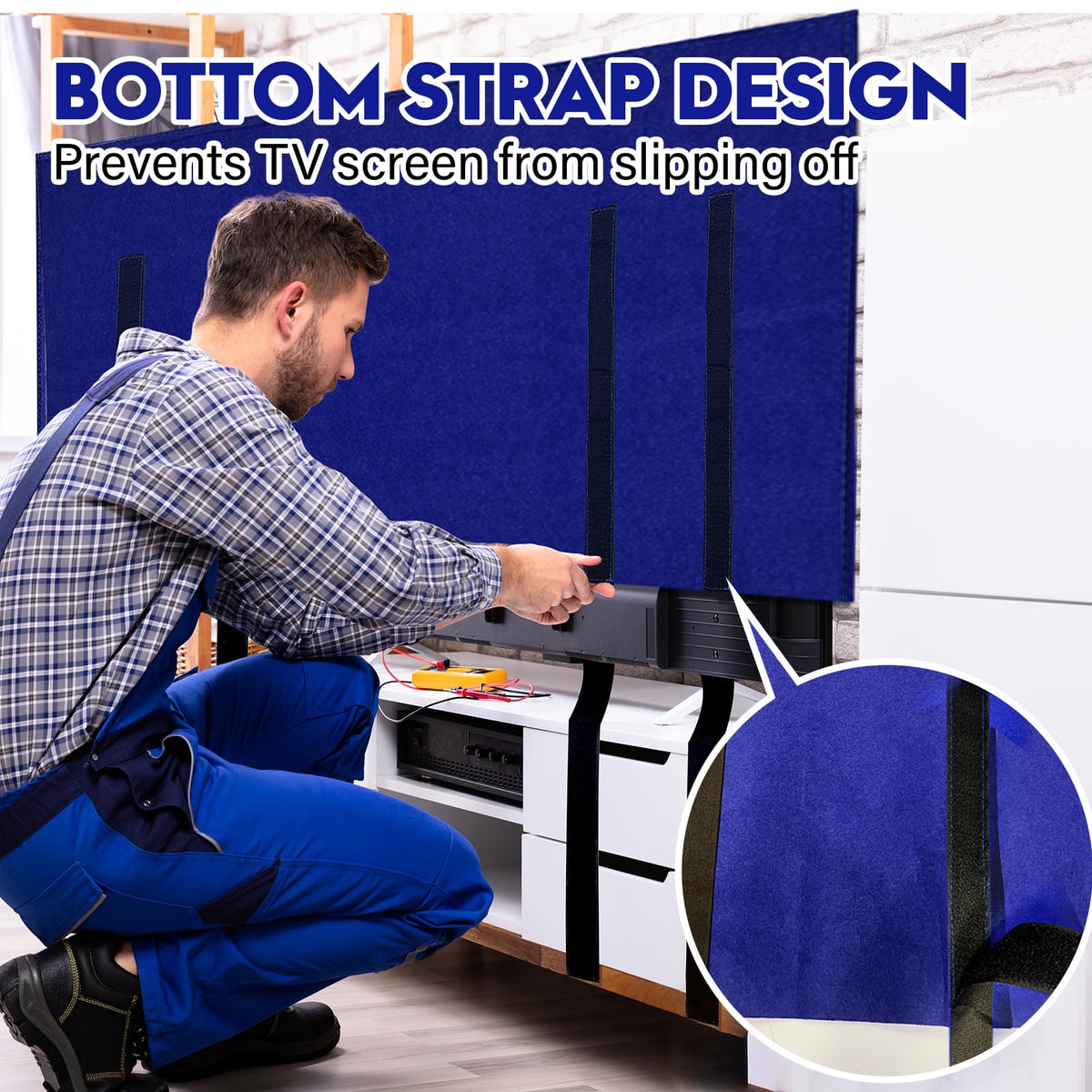 Wibeelee TV Cover Reusable Felt cushions impacts and protects surfaces.