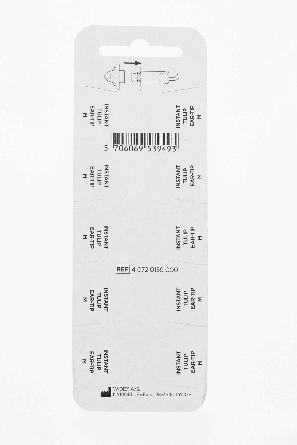 Widex Easywear Tulip ear tip packaging shows 10 tips per pack for easy replacement