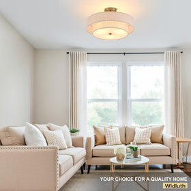 Widluth gold-finish metal frame and white linen shade for durable, stylish lighting