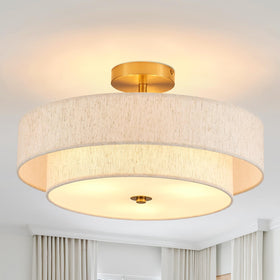 Widluth modern semi-flush mount with gold drum lamp adds contemporary elegance