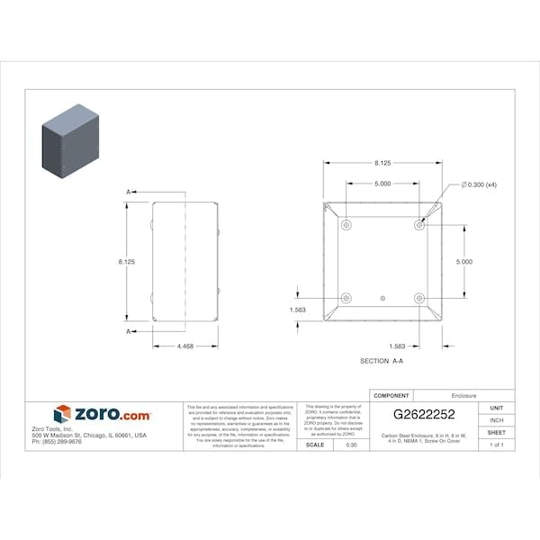 Wiegmann SC080804NK gray painted steel rear view suitable for industrial enclosures.