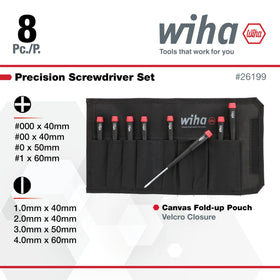 Rugged canvas pouch accompanies Wiha 26199 for organized transport