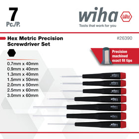 Wiha 26390 hex screwdriver with 1.3mm 40mm tip for exact-fit fastening