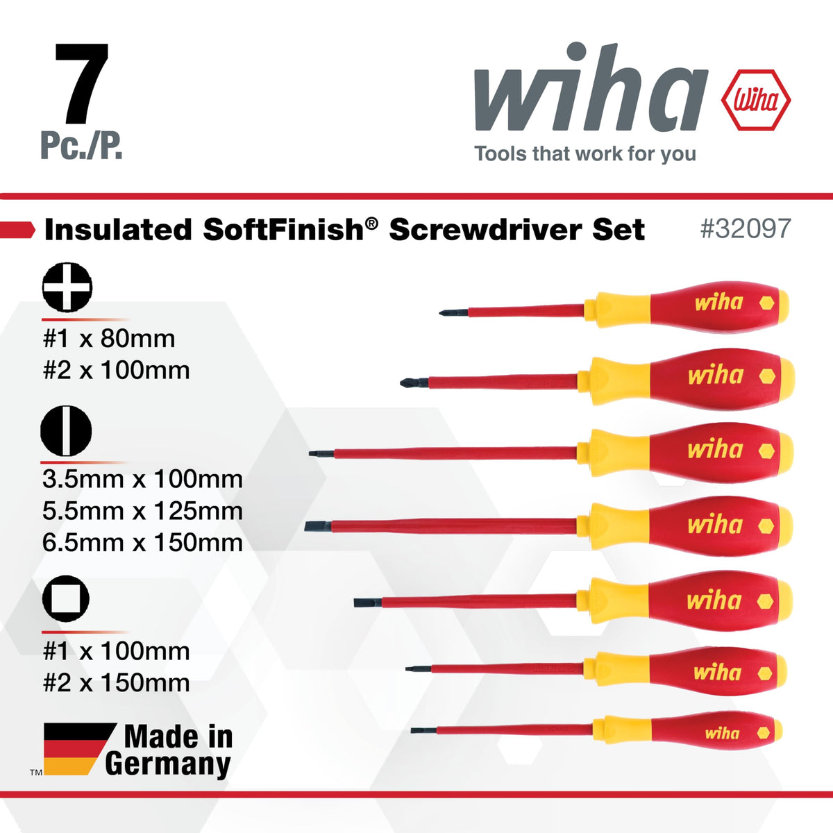 Wiha 32097 insulated soft finish screwdriver slotted 5.5 mm ideal for quick slot screws