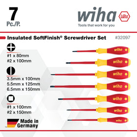 Wiha 32097 insulated soft finish screwdriver slotted 5.5 mm ideal for quick slot screws