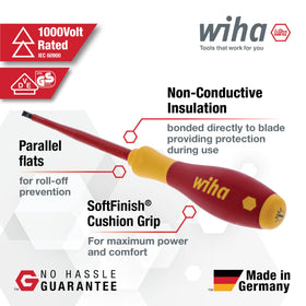 Wiha 32097 insulated soft finish screwdriver slotted 6.5 mm for heavy-duty tasks