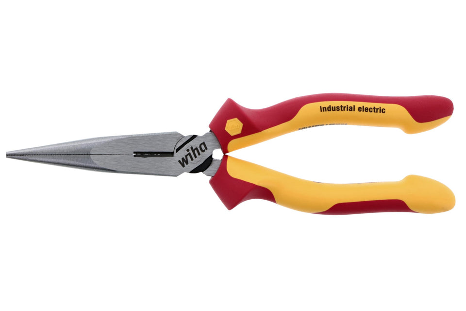 Wiha 32923 insulated long-nose pliers front view for safe electrical work up to 1000V
