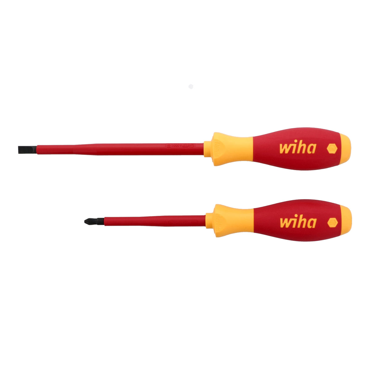 Wiha 33580 Phillips 2x100mm screwdriver close-up with ergonomic SoftFinish grip