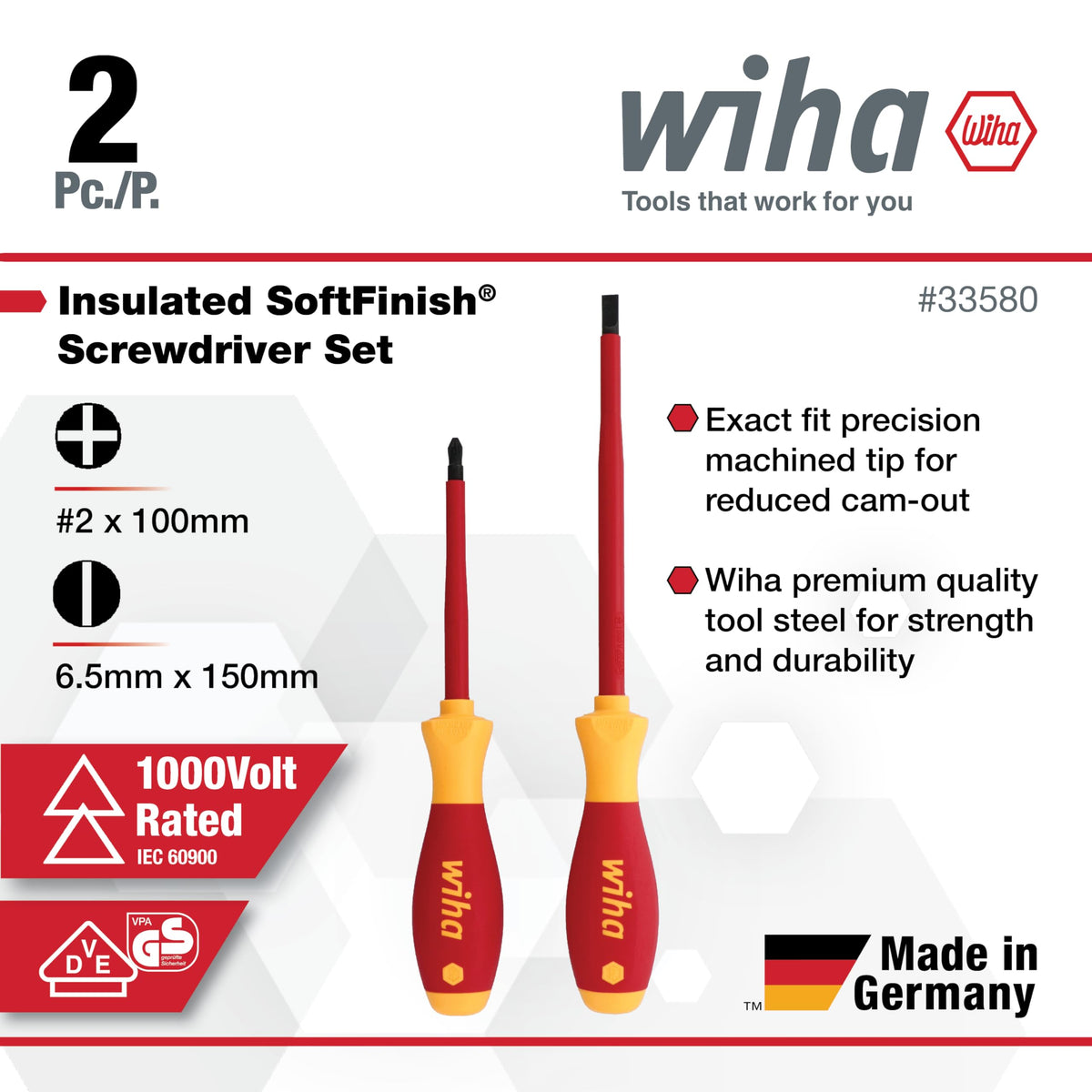Wiha 33580 slotted 6-5x150mm screwdriver close-up