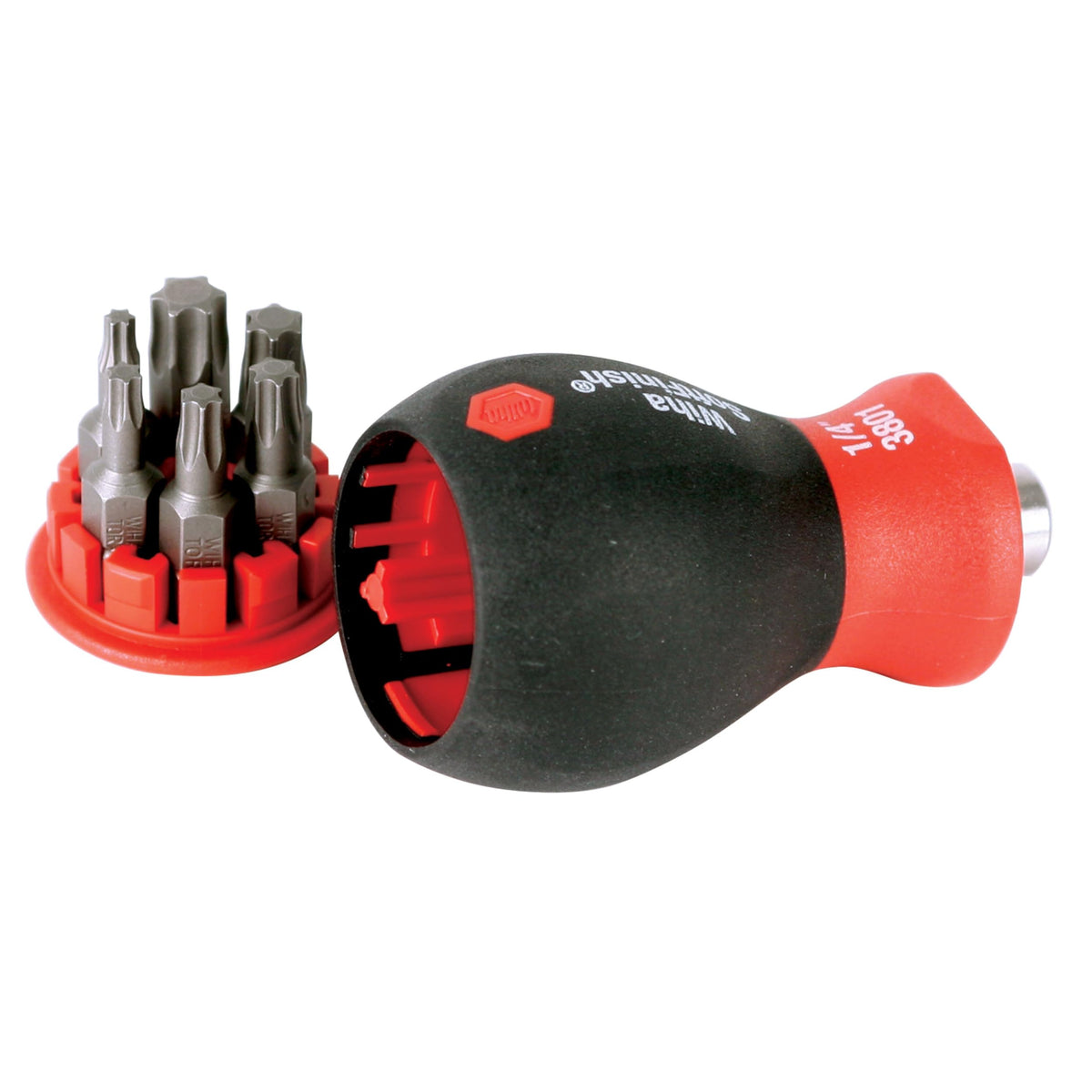 Wiha 38045 stubby screwdriver with six-in-one bits for compact storage