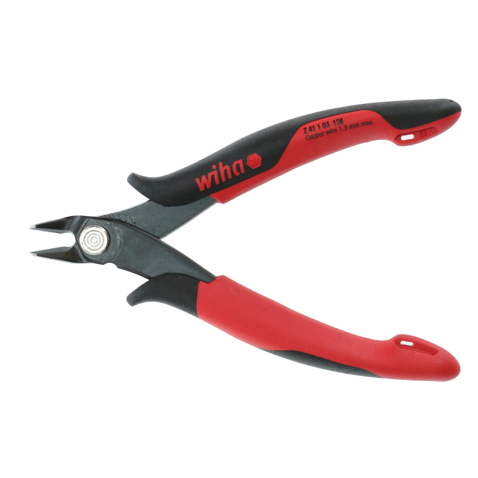 Wiha 56818 wide pointed head diagonal cutters for precise flush cuts in copper wire