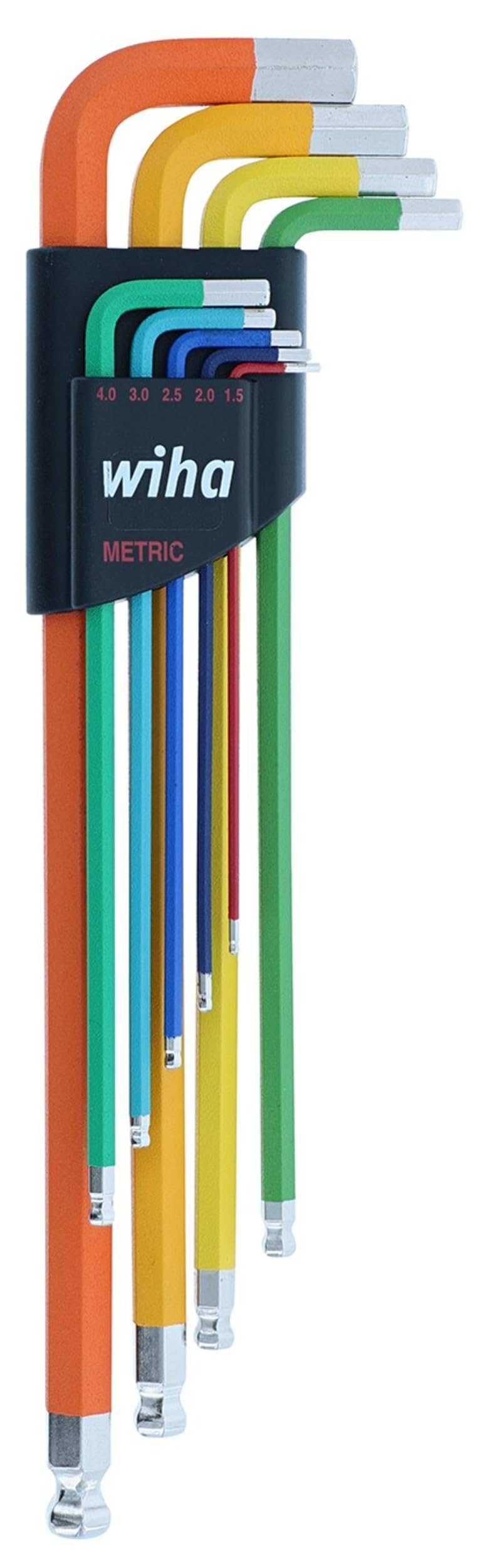 Wiha 66980 ball end hex L-keys set enables fastener engagement in tight spaces.