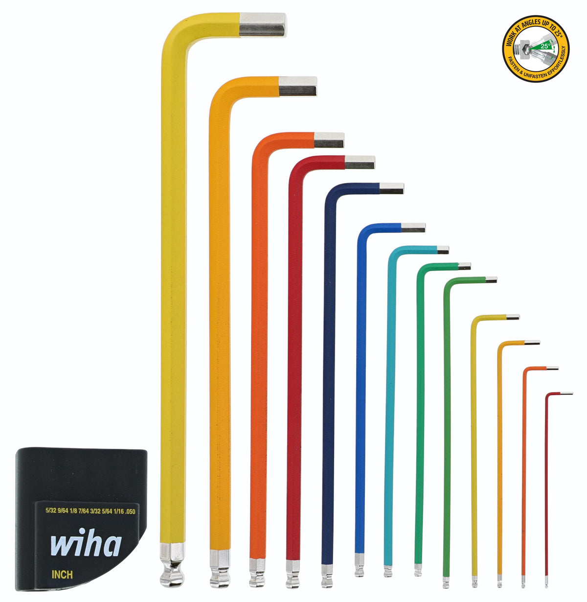 Wiha 66981 SAE sizes from 0.05 in to 3/8 in covered in the set