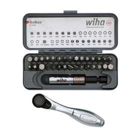 Wiha 32-piece bit tips array for versatile fastener compatibility.
