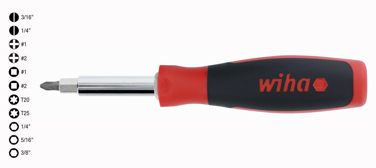 Exact-fit tips on Wiha 11inOne Multi-Driver reduce cam-out during use