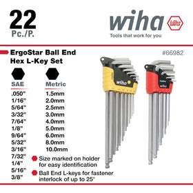 Wiha ball-end hex L-Key tips provide precision and smooth engagement.