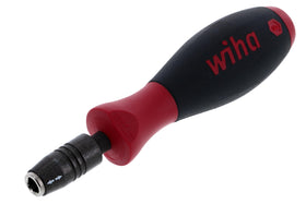 Wiha CentroFix quick-release magnet holds power bits securely for fast changes.