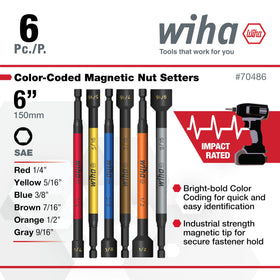 Wiha color-coded magnetic nut setter 3/8-inch delivers precise fit and reduced cam-out