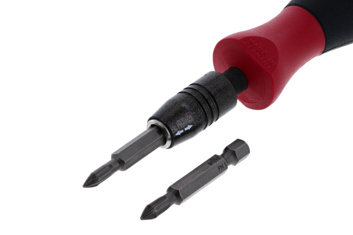 Wiha CentroFix with parallel flats prevents roll-off during use.