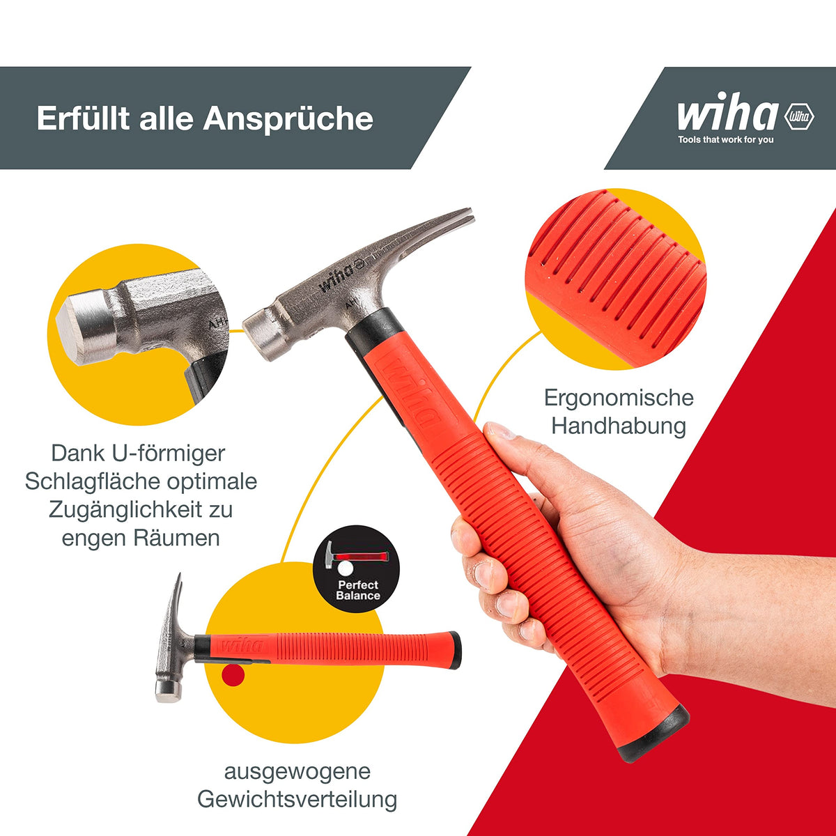 Wiha SB846300E hammer head shape enabling access in confined spaces.