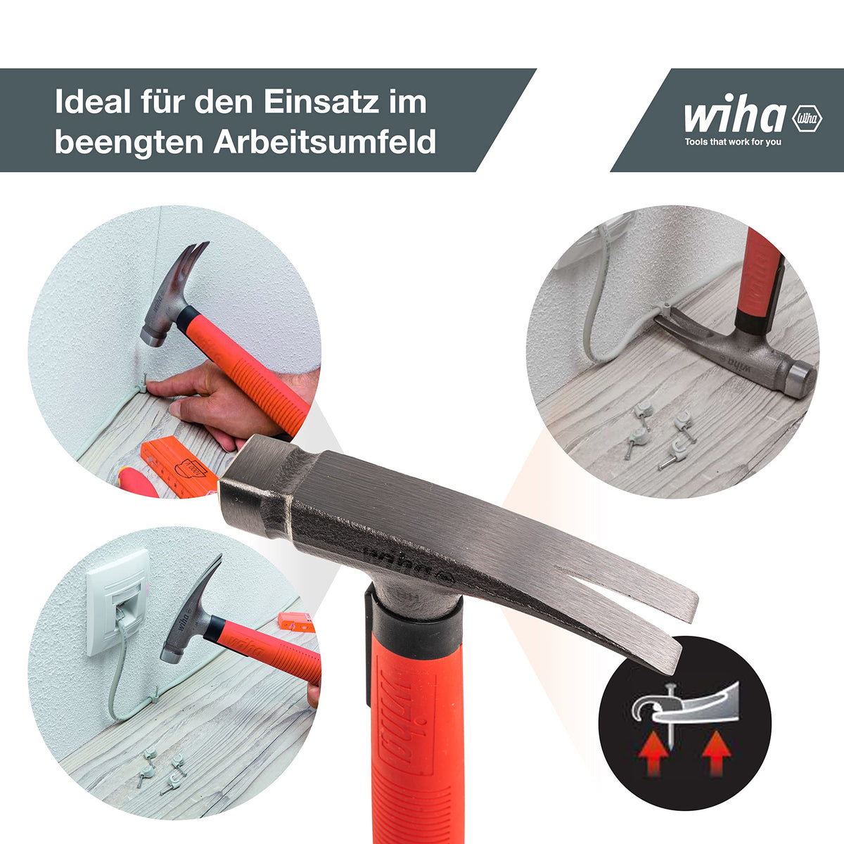 Wiha SB846300E flat back cable guide protects walls during placement.