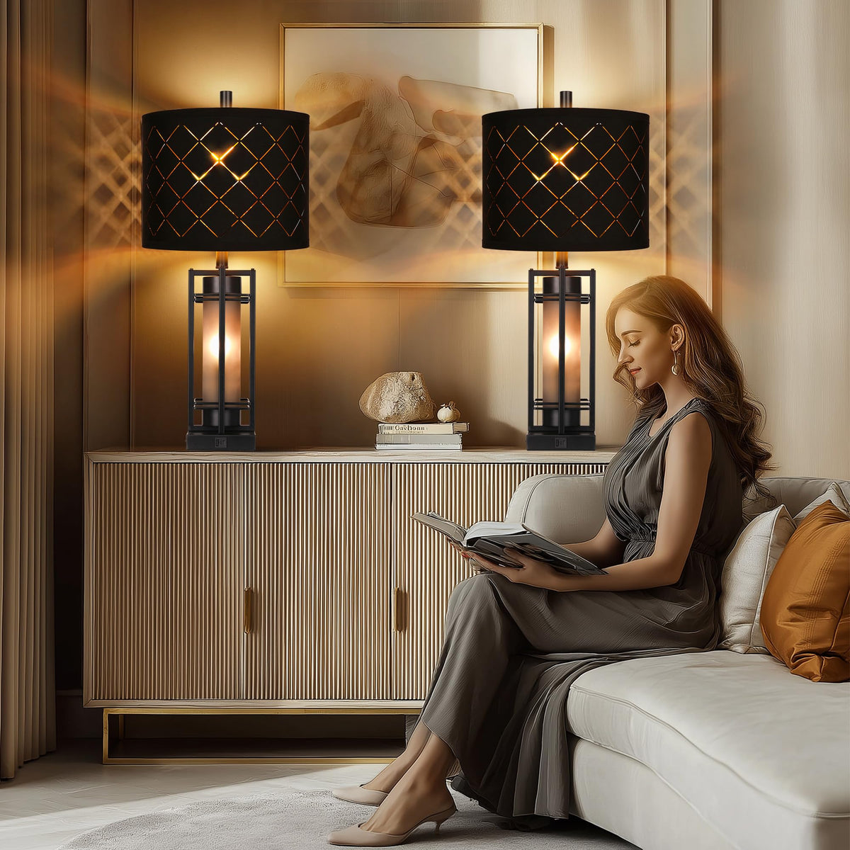 WIHTU decorative lamp with minimalist design enhances desk or nightstand.