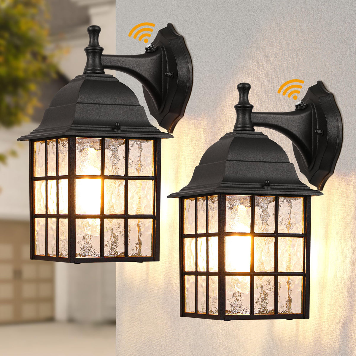 WIHTU dusk-to-dawn wall light front view for exterior ambiance and security