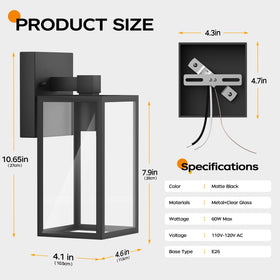 WIHTU easy-install outdoor wall light ships with all hardware and instructions