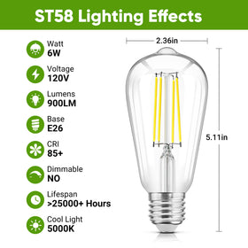 WIHTU LED Edison bulb close-up highlights crisp color with CRI 85+.