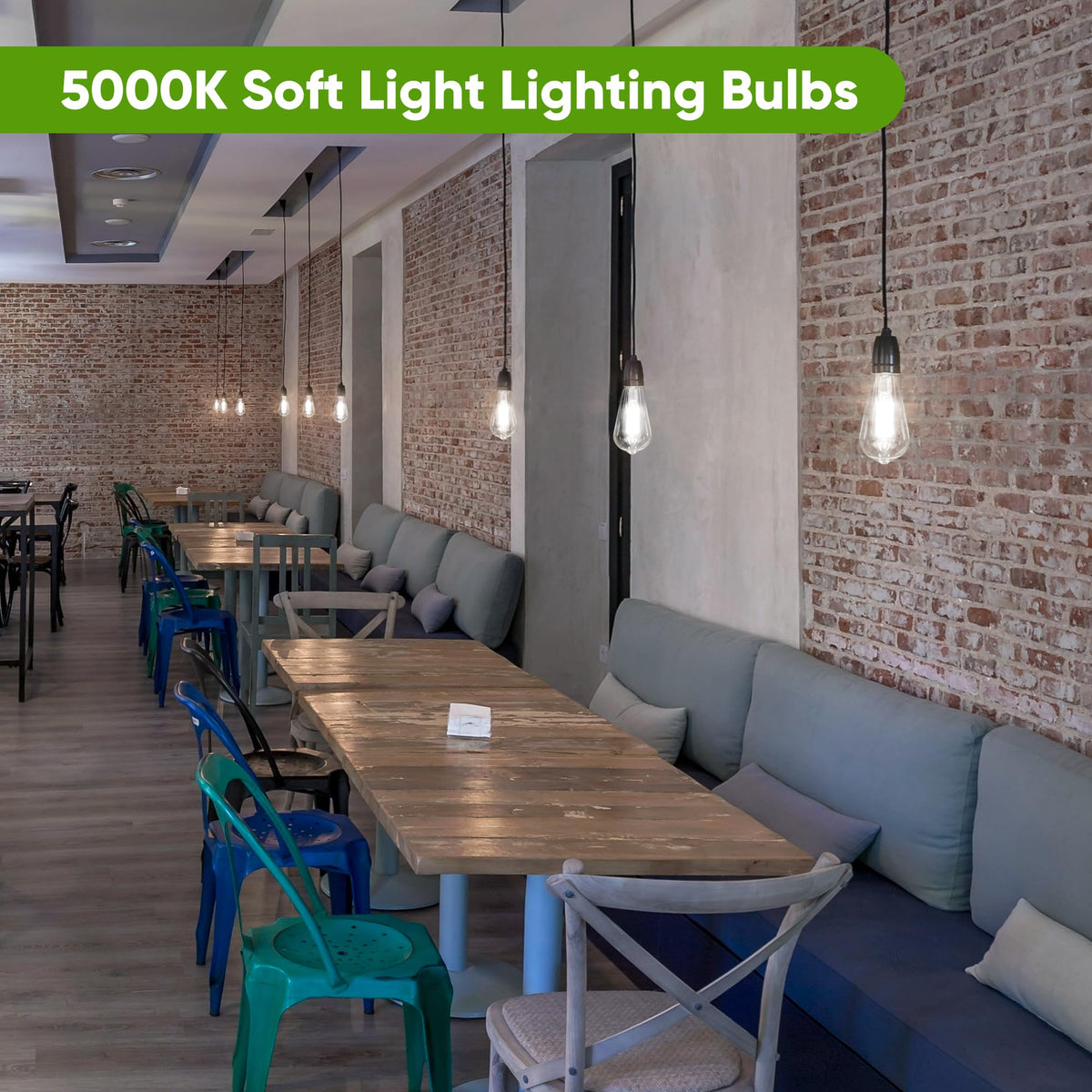 WIHTU LED Edison bulb for indoor fixtures with vintage style.