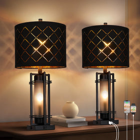 WIHTU modern table lamp with square base adds contemporary style to any living space.