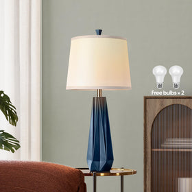 WIHTU 27-inch navy blue lamps paired for elegant nightstand lighting.
