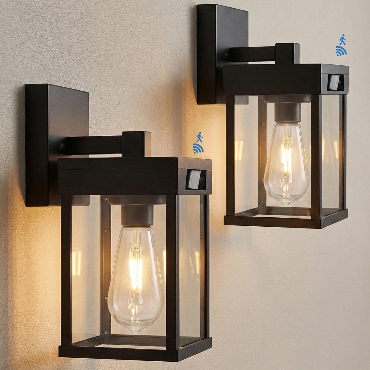 WIHTU solar wall light set 2 for outdoor lighting powered by daytime sun.
