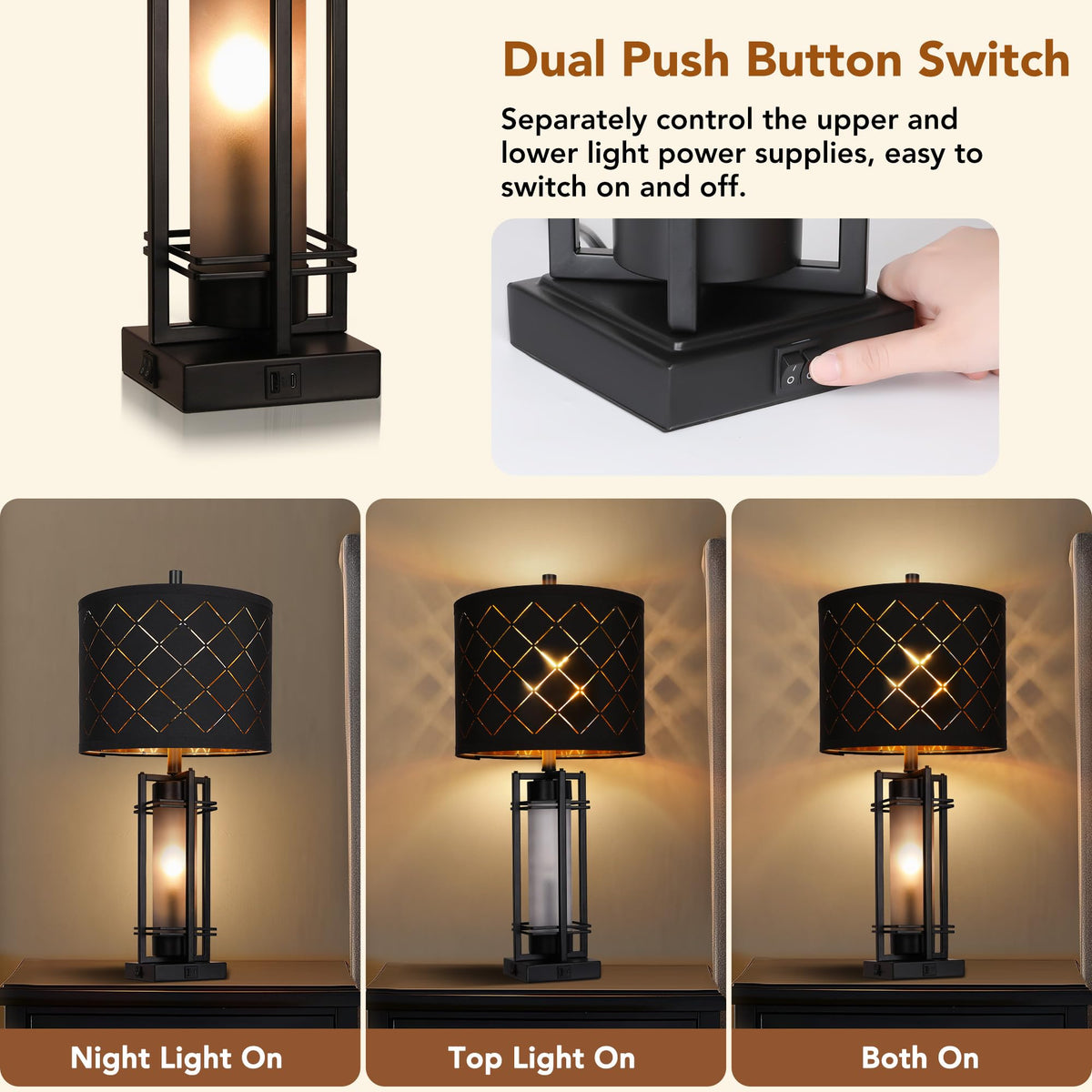 WIHTU table lamp with cylindrical post for clean, minimalist bedside lighting.