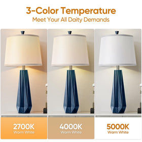 WIHTU three-color temperature LED lamps with rotary switch for versatile mood lighting.