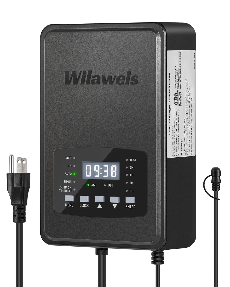 WILAWELS 200W outdoor transformer powers landscape lighting safely