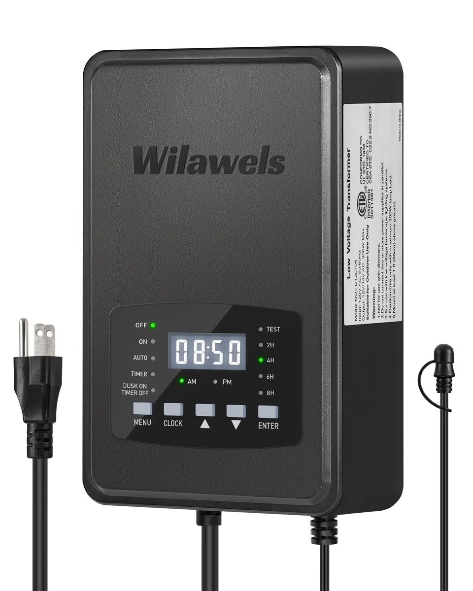 WILAWELS 300W transformer designed for outdoor use, weatherproof power for landscape lighting.