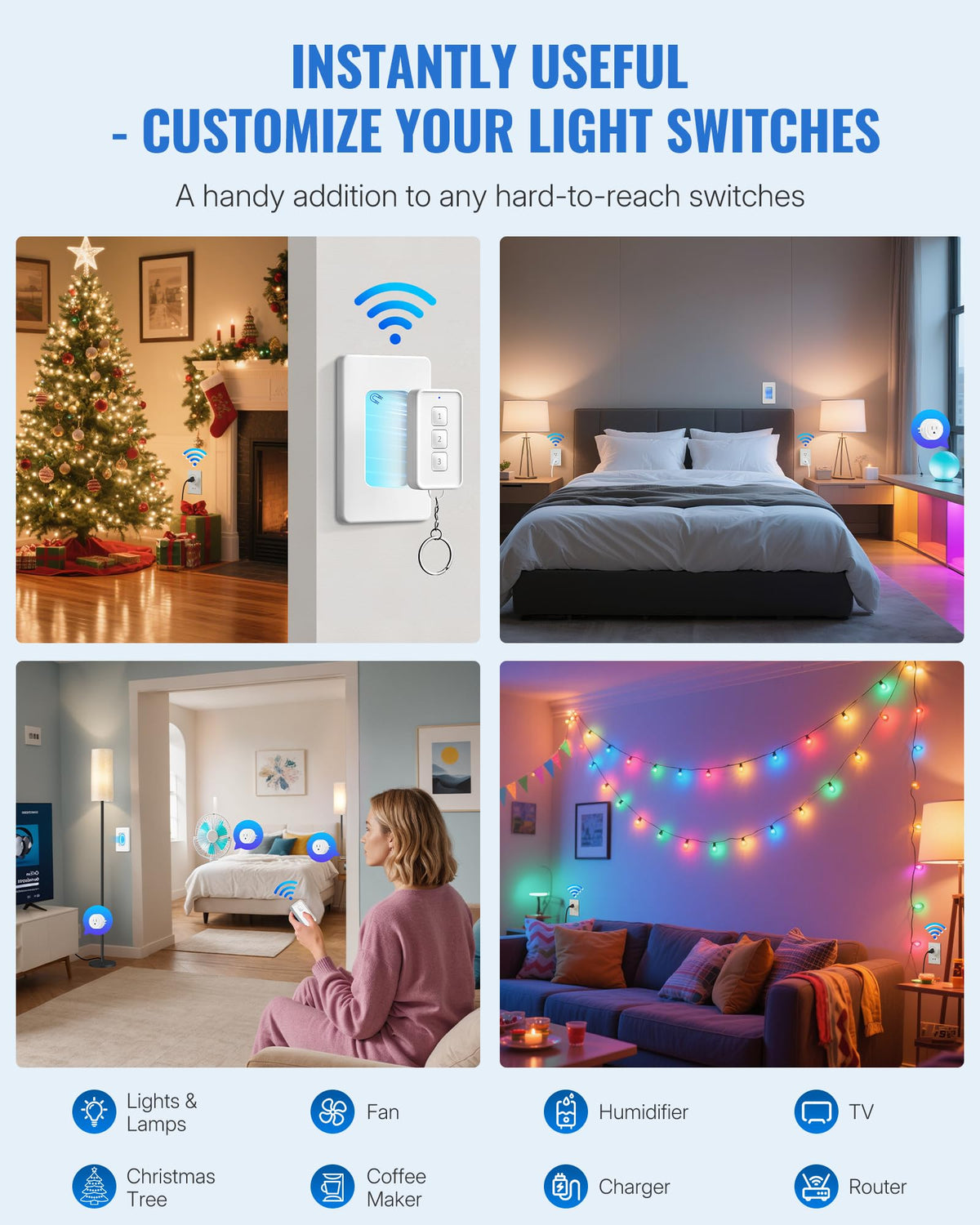 WILAWELS kit includes adhesive strips and screws for versatile placement.