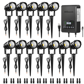 WILAWELS 12-pack landscape lights kit for yard enhancement with even outdoor illumination.