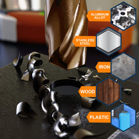 WildBossy bits perform on stainless steel, steel and cast iron.