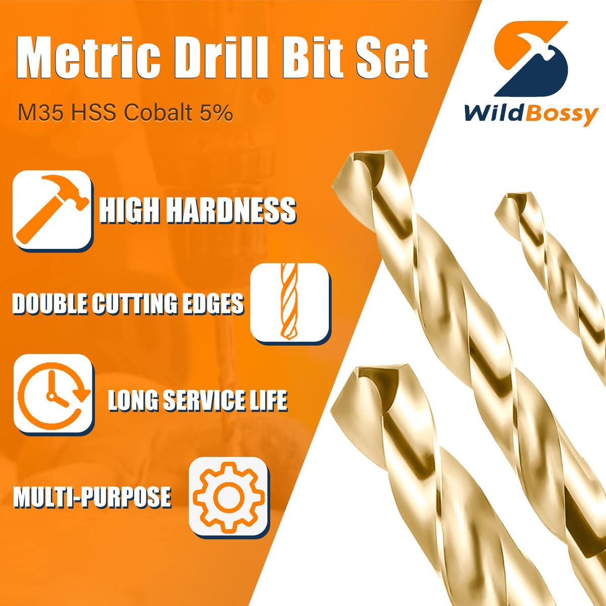WildBossy M35 cobalt drill bit 2mm for stainless steel and hard metals