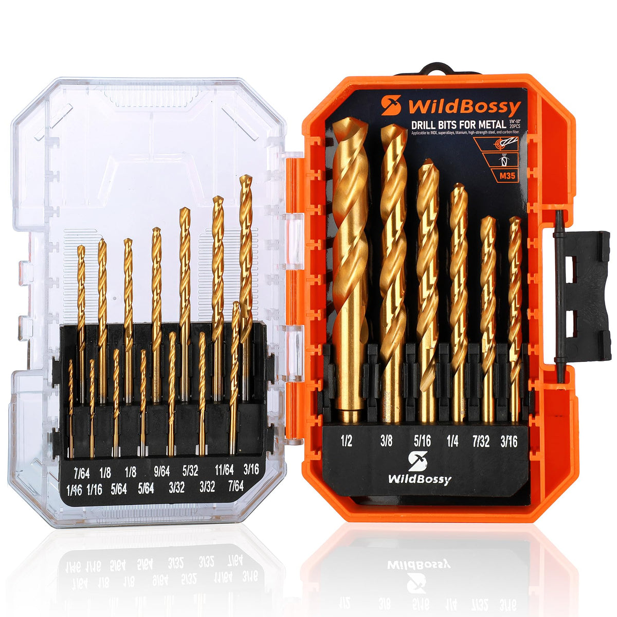 WildBossy M35 cobalt drill bits set for hardened metal cutting efficiency.