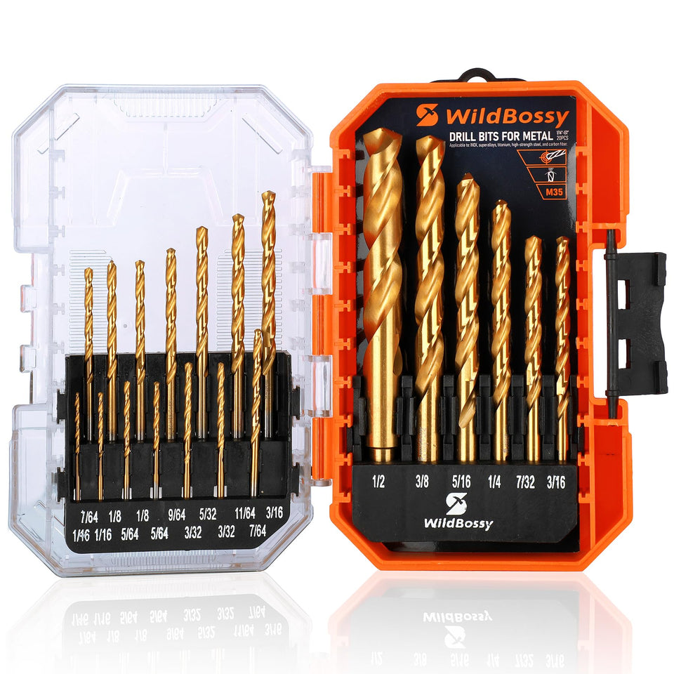 WildBossy M35 cobalt drill bits set for hardened metal cutting efficiency.
