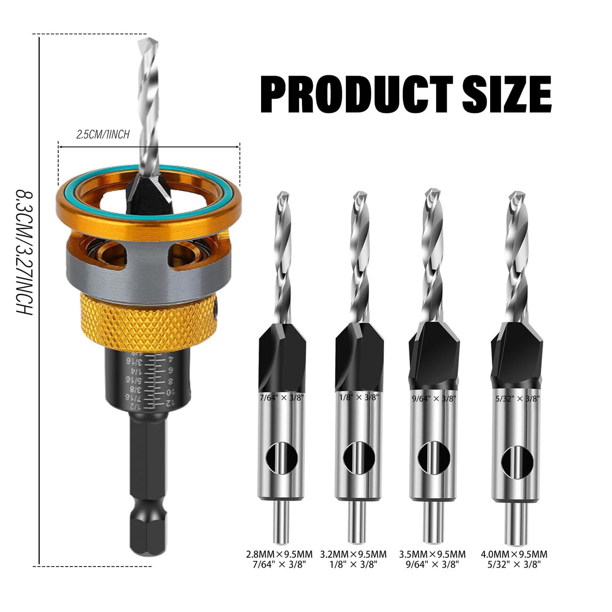WildBossy pilot bit 1-8x3-8 for clean countersinks in wood projects.
